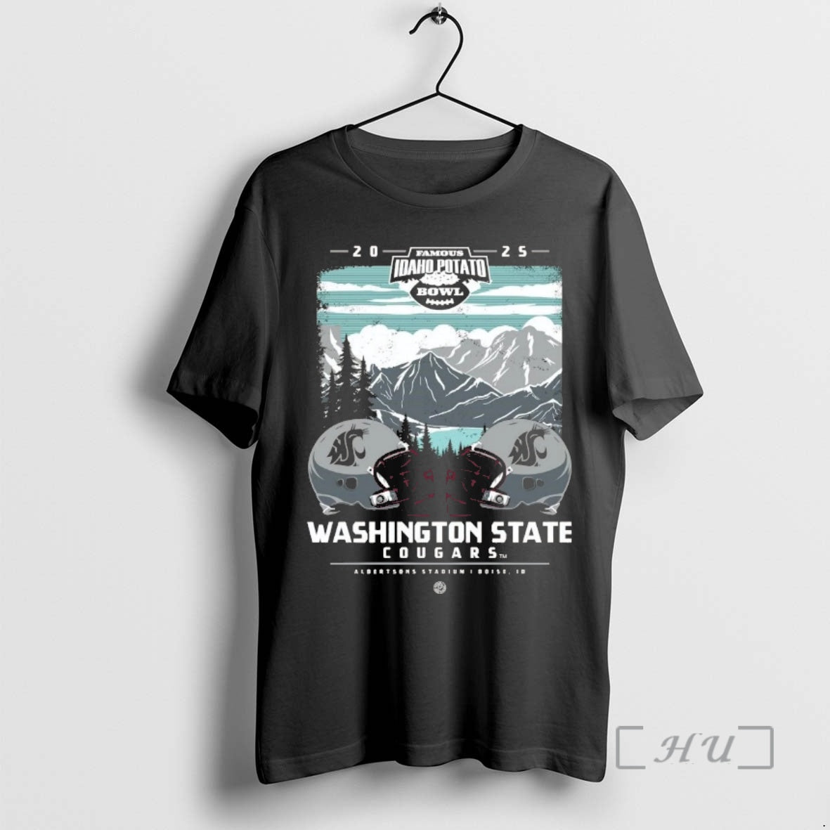 Officials Washington State Cougars 2025 Famous Idaho Potato Bowl Helmet Chriast Premium T Shirts Sweater Hoodie, Sweatshirt