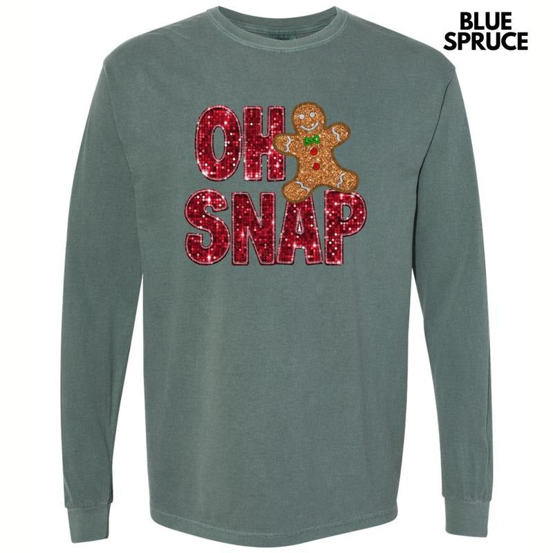 Oh Snap FAKE Sequins Long Sleeve Comfort Colors T-Shirt Hoodie, Sweatshirt | CiraTrend.com