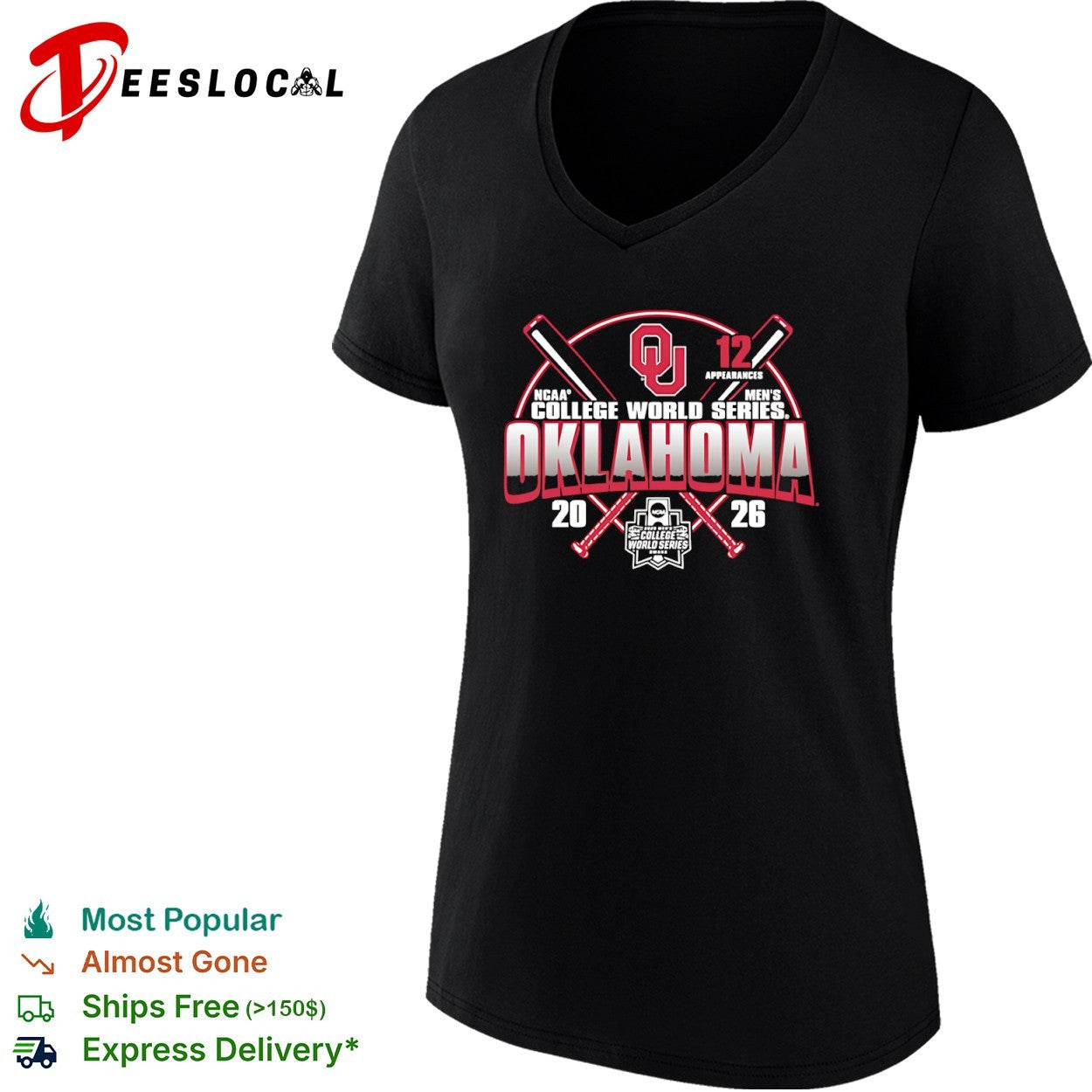 Oklahoma Sooners 12 NCAA College World Series 2026 OU Logo shirt