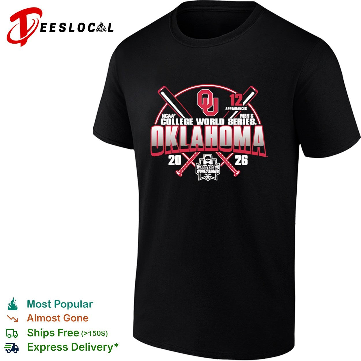Oklahoma Sooners 12 NCAA College World Series 2026 OU Logo shirt
