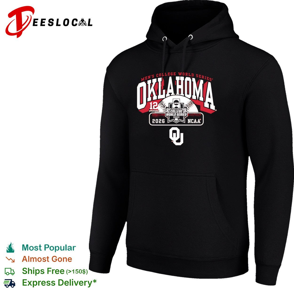 Oklahoma Sooners 2026 Men_s College World Series 12 Appearances NCAA OU Logo shirt