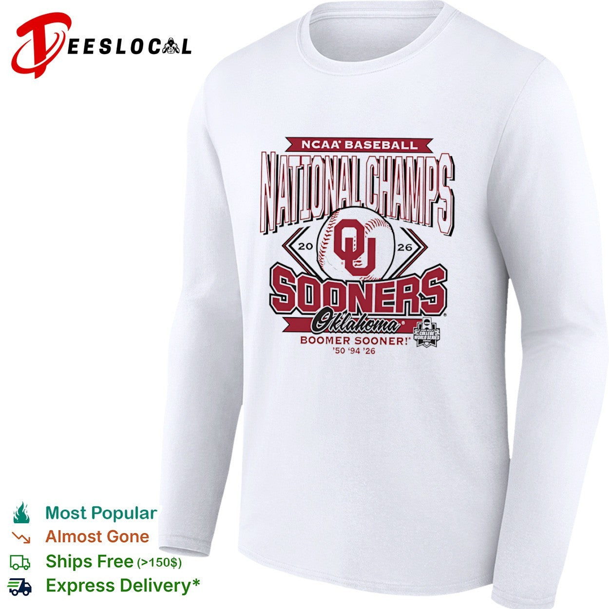 Oklahoma Sooners 2026 NCAA Baseball National Champs Boomer Sooner shirt