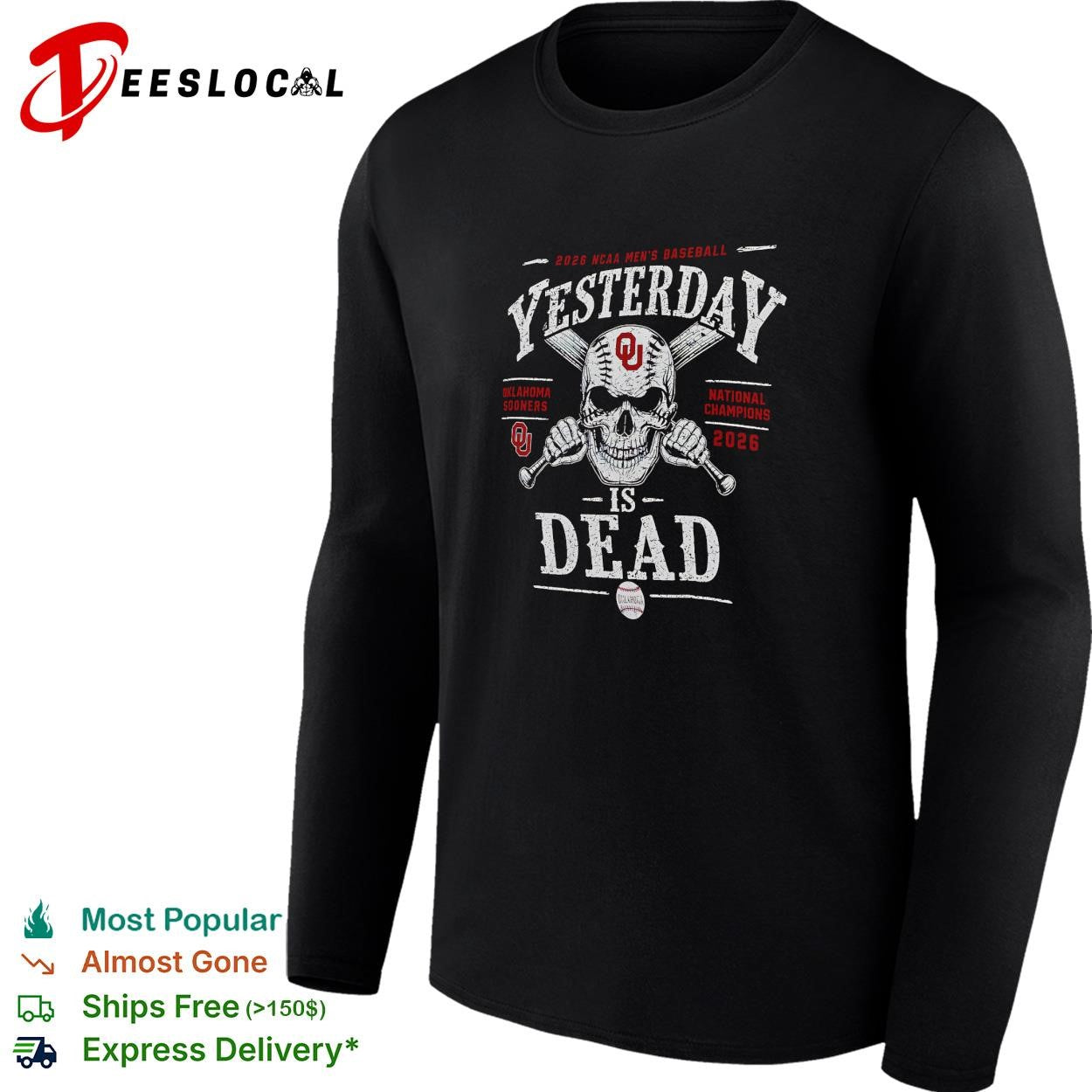 Oklahoma Sooners 2026 NCAA Men’s Baseball national champions skull and bats shirt