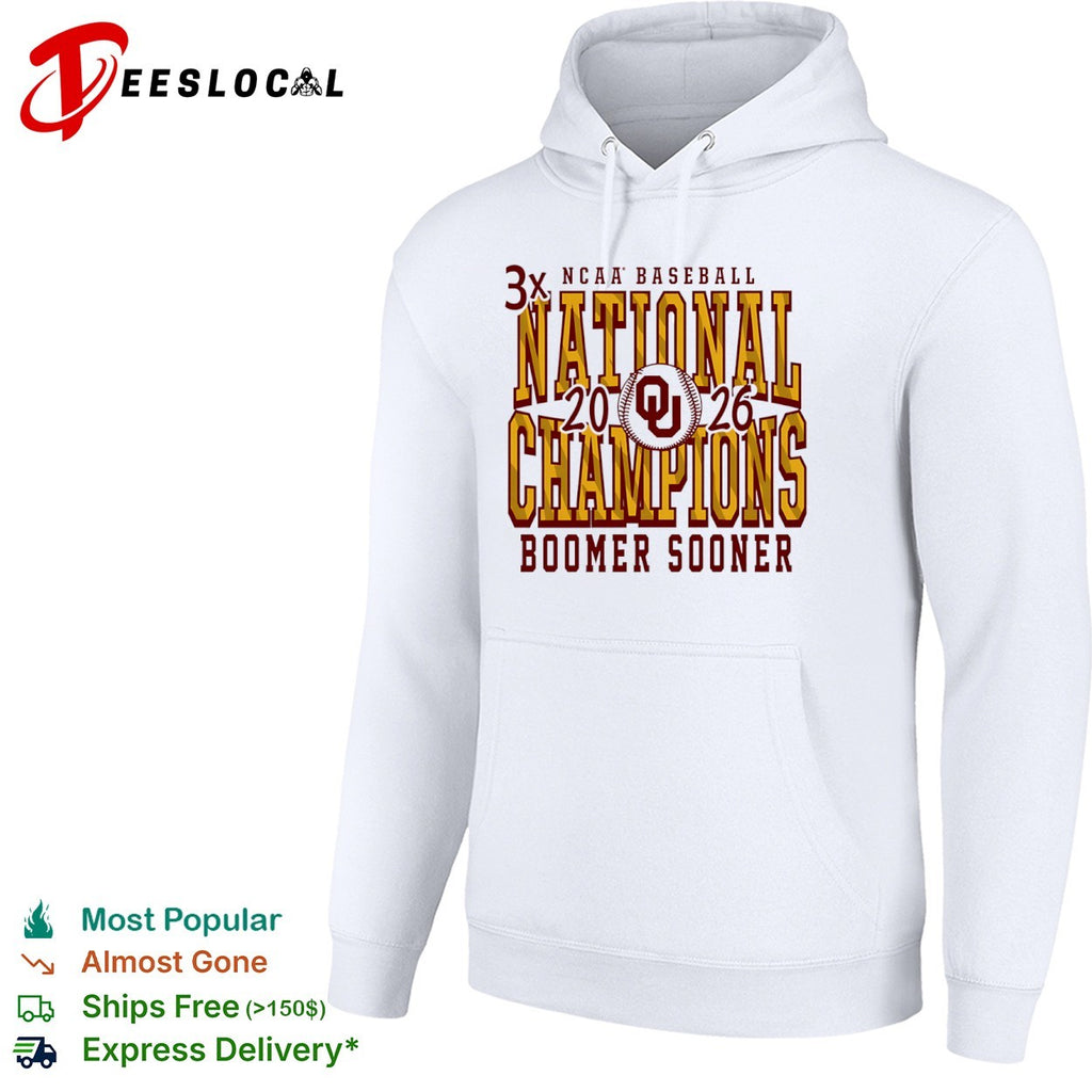 Oklahoma Sooners 3x national champions 2026 baseball shirt
