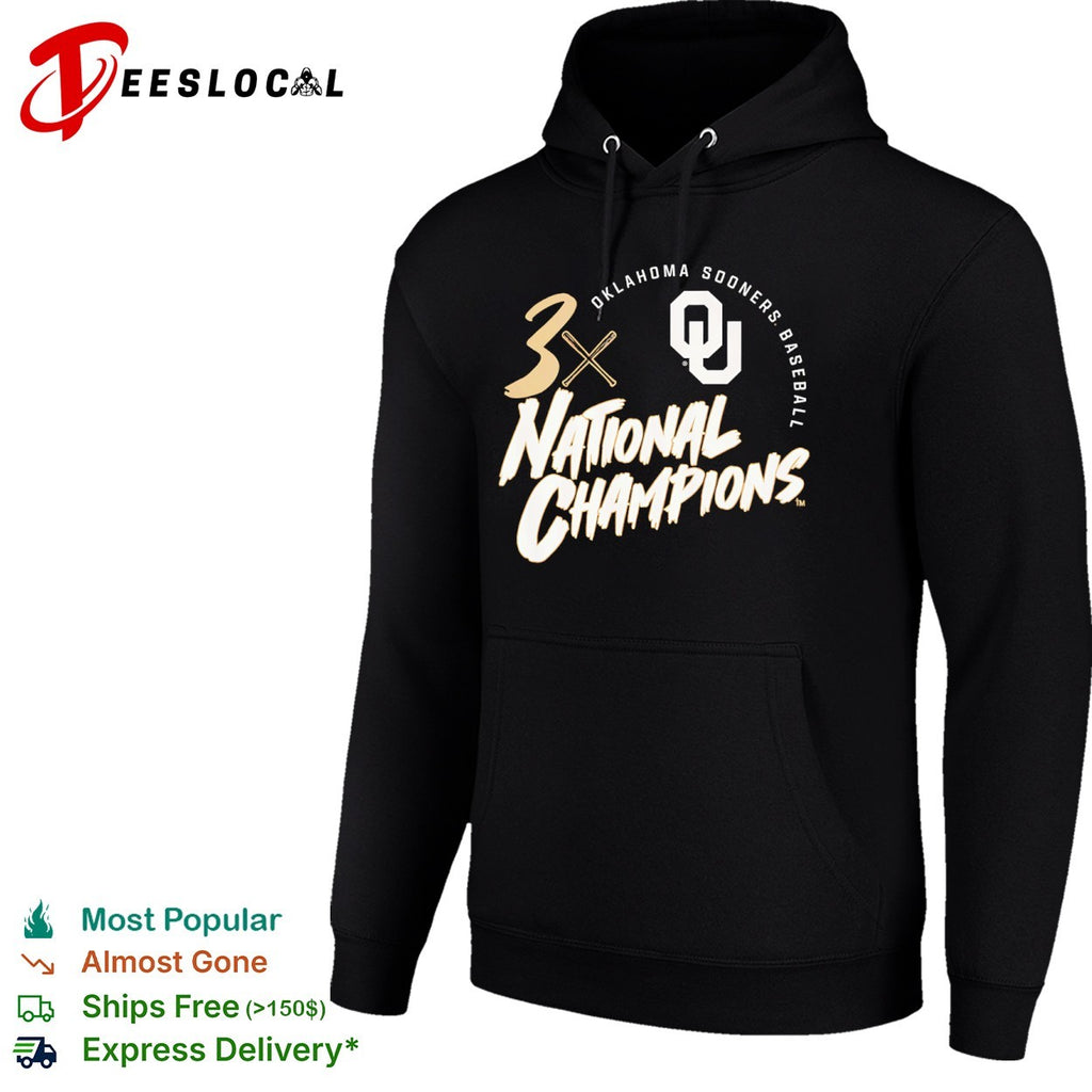 Oklahoma Sooners 3x national champions baseball shirt