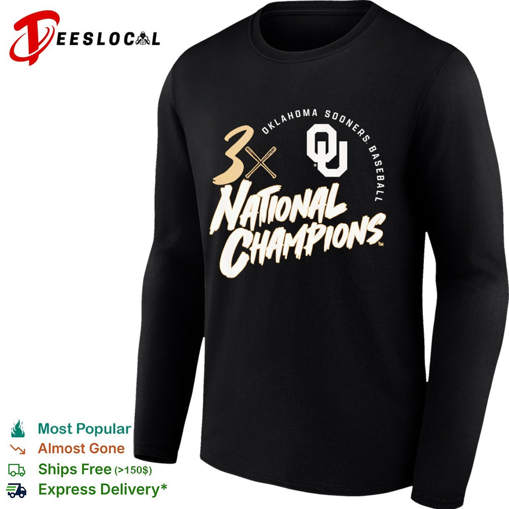 Oklahoma Sooners 3x national champions baseball shirt