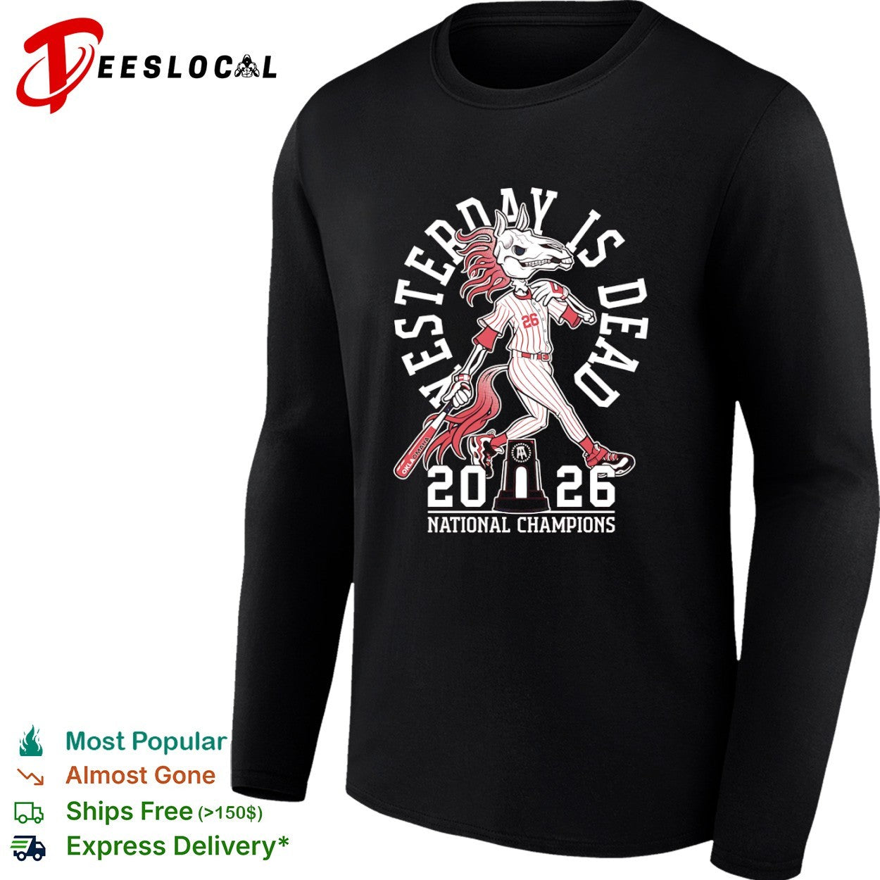 Oklahoma Sooners Barstool Sports yesterday is dead 2026 national champions horse skeleton shirt