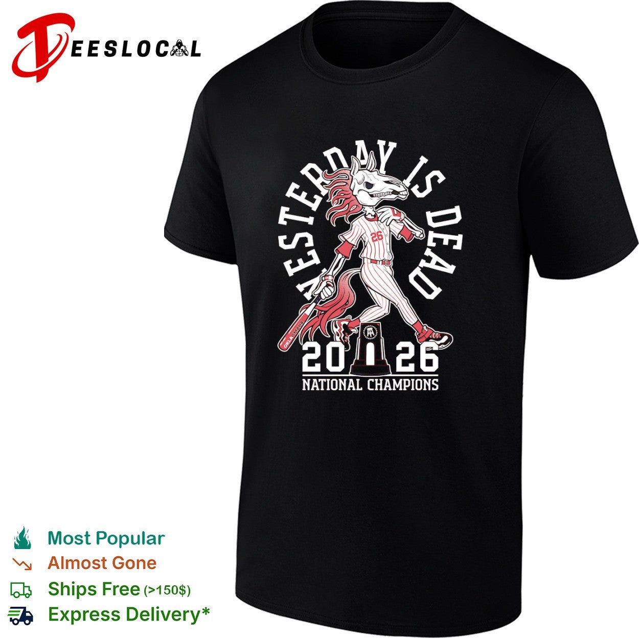 Oklahoma Sooners Barstool Sports yesterday is dead 2026 national champions horse skeleton shirt