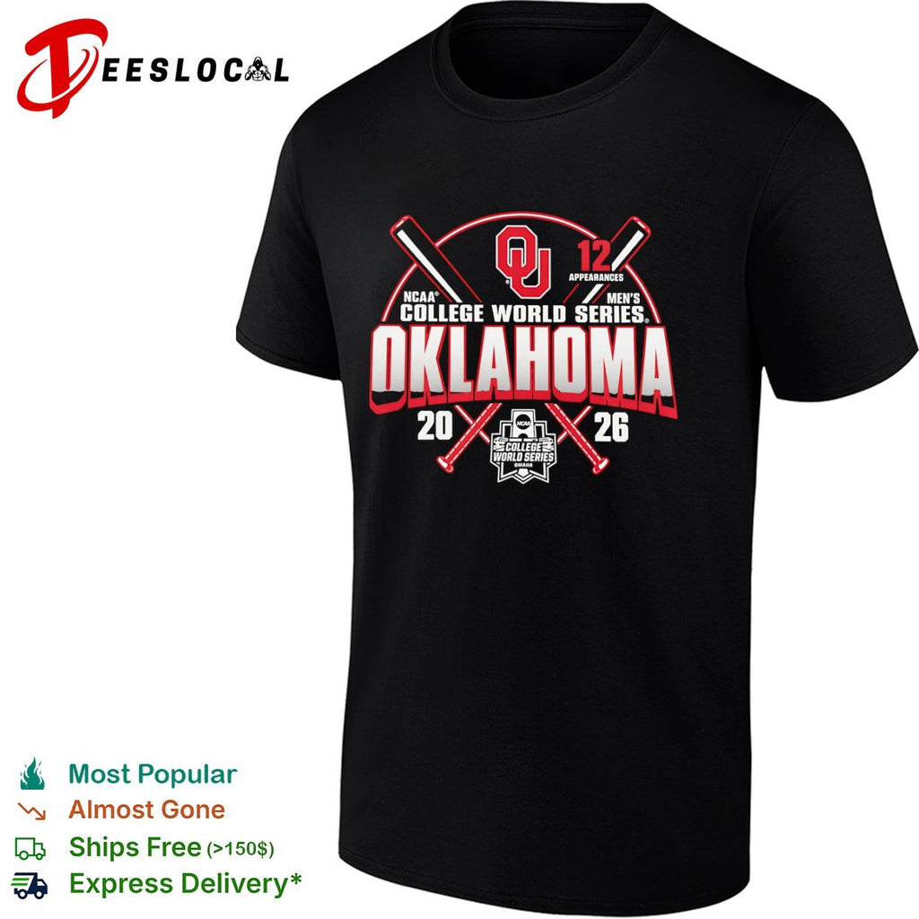 Oklahoma Sooners NCAA men college world series 2026 baseball shirt