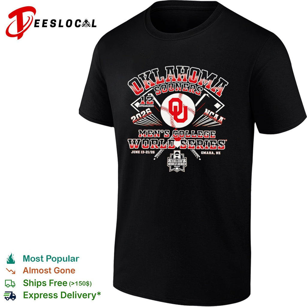 Oklahoma Sooners NCAA men college world series 2026 baseball appearance shirt