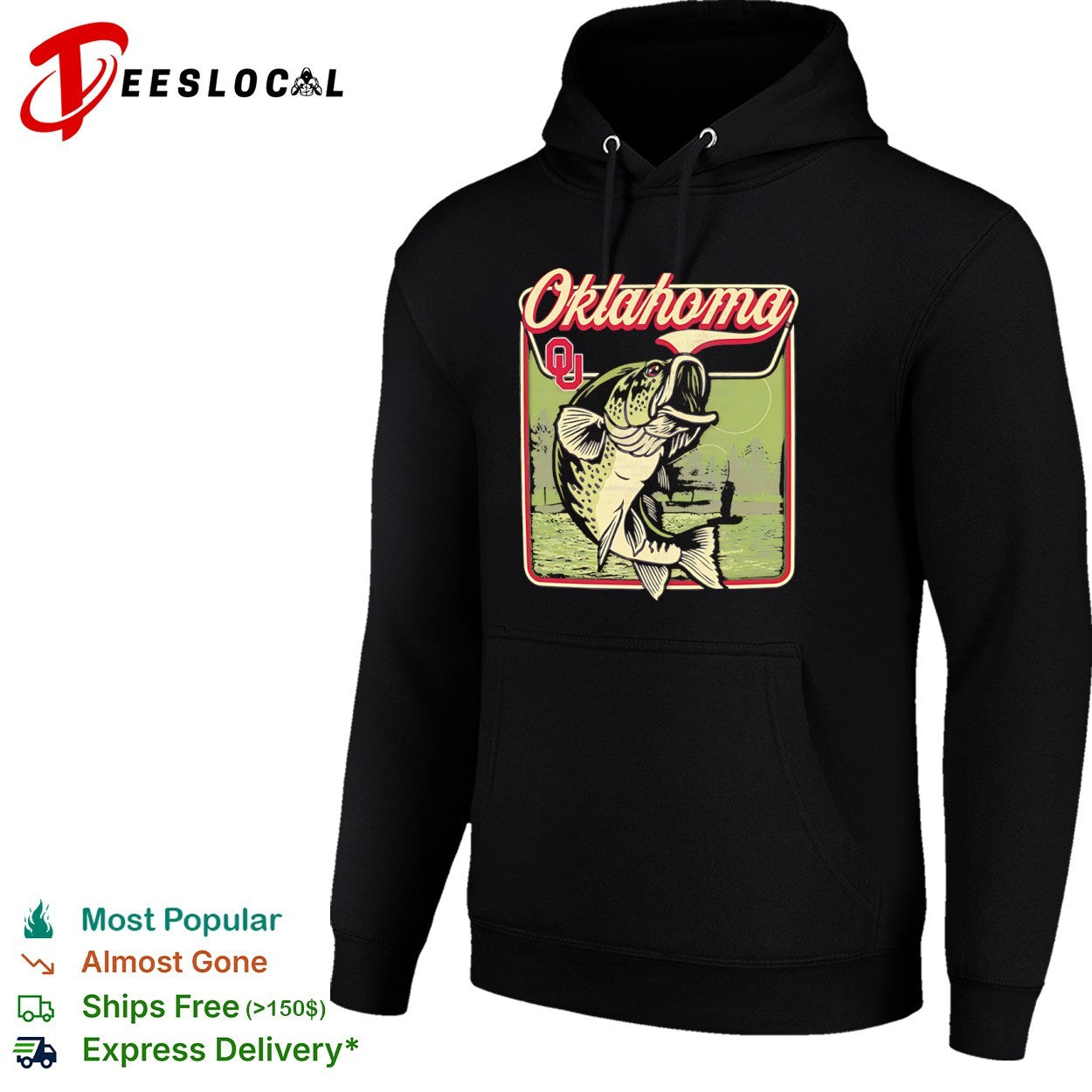 Oklahoma Sooners OU bass fish shirt