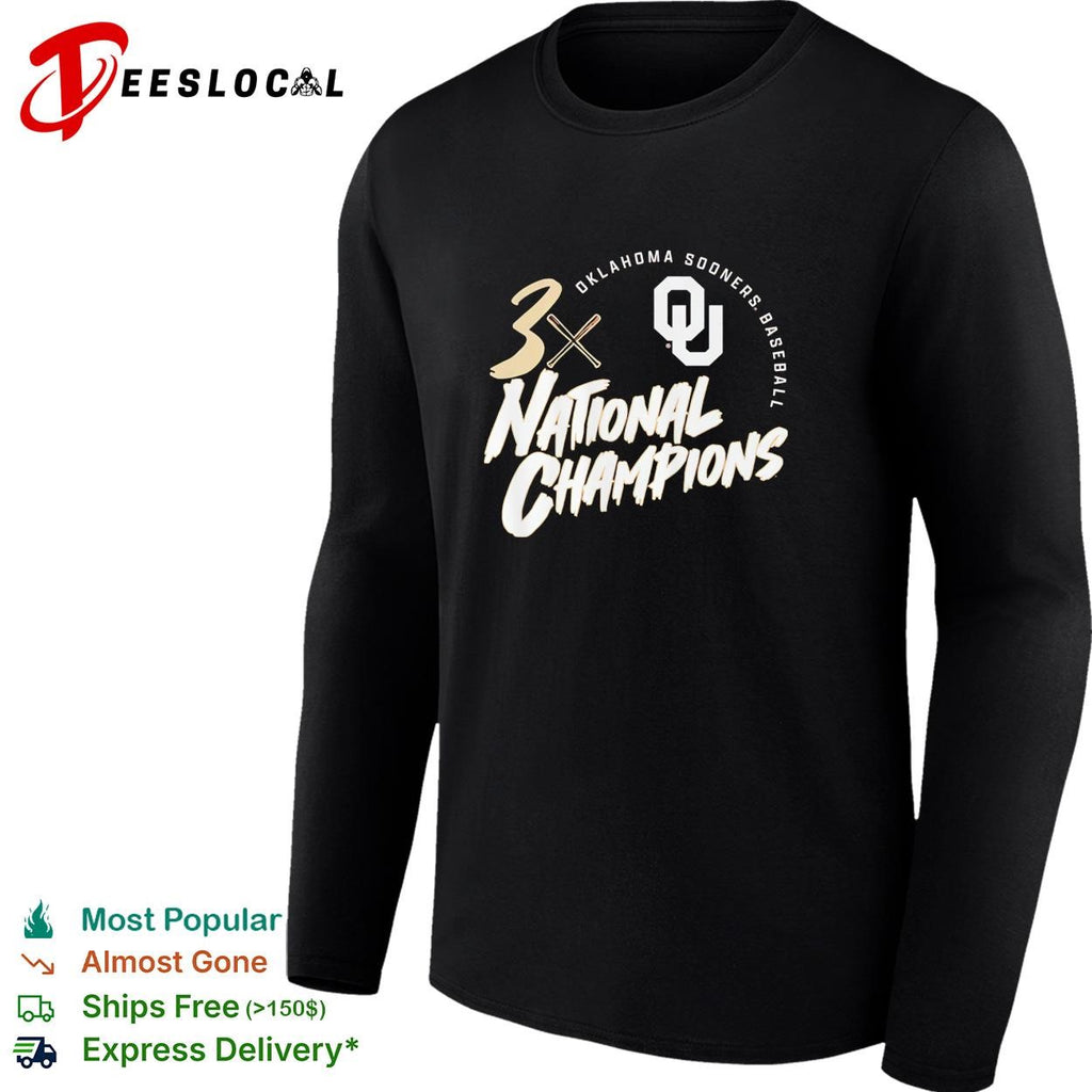 Oklahoma Sooners baseball 3x national 2026 champions shirt