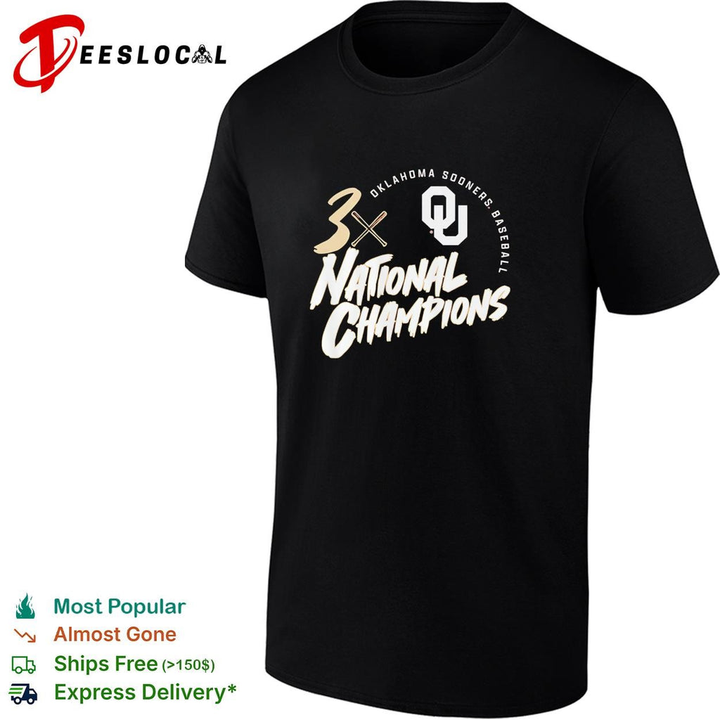 Oklahoma Sooners baseball 3x national 2026 champions shirt