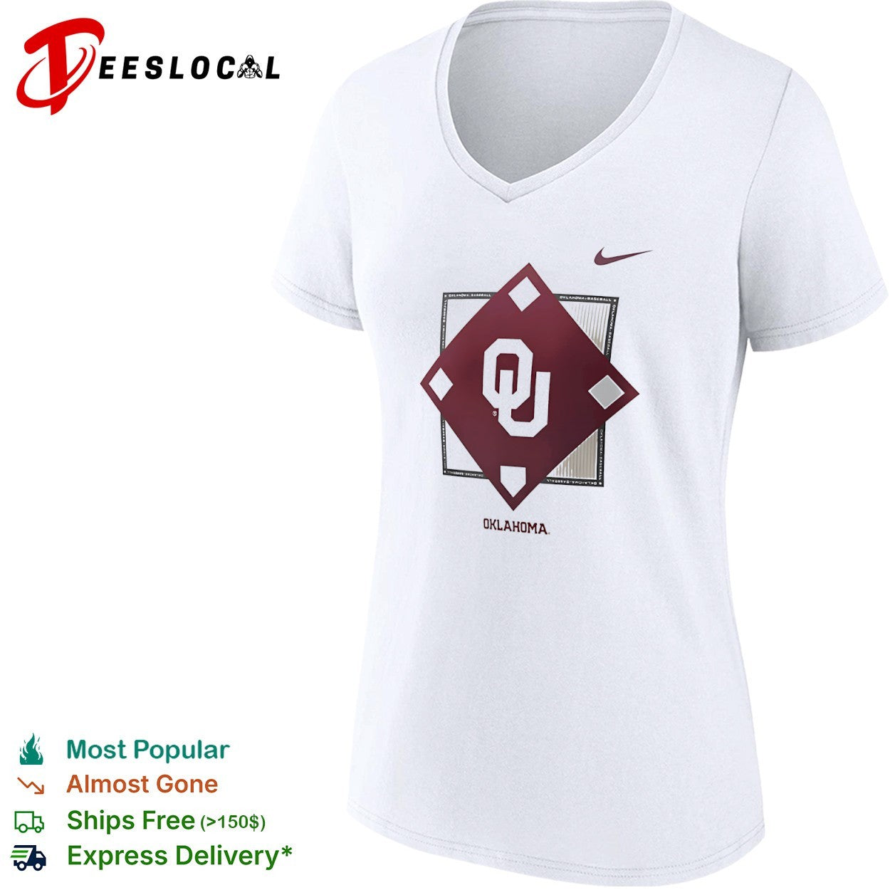 Oklahoma Sooners baseball OU logo field diamond shirt