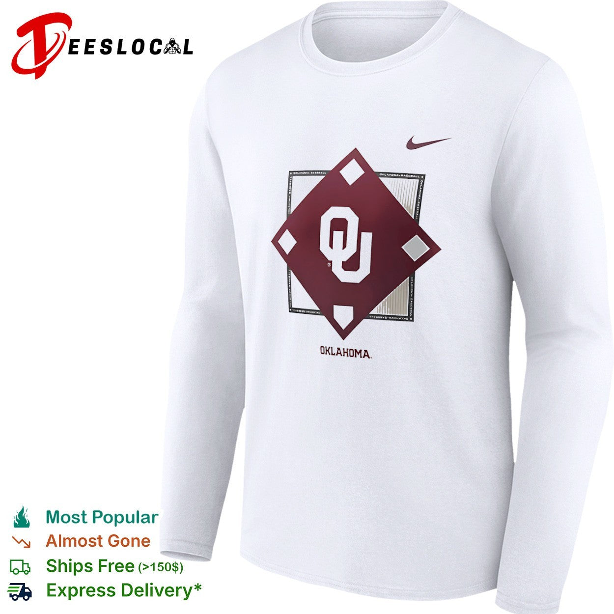 Oklahoma Sooners baseball OU logo field diamond shirt