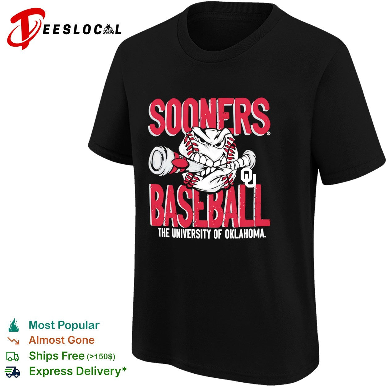 Oklahoma Sooners baseball university of OU angry character shirt