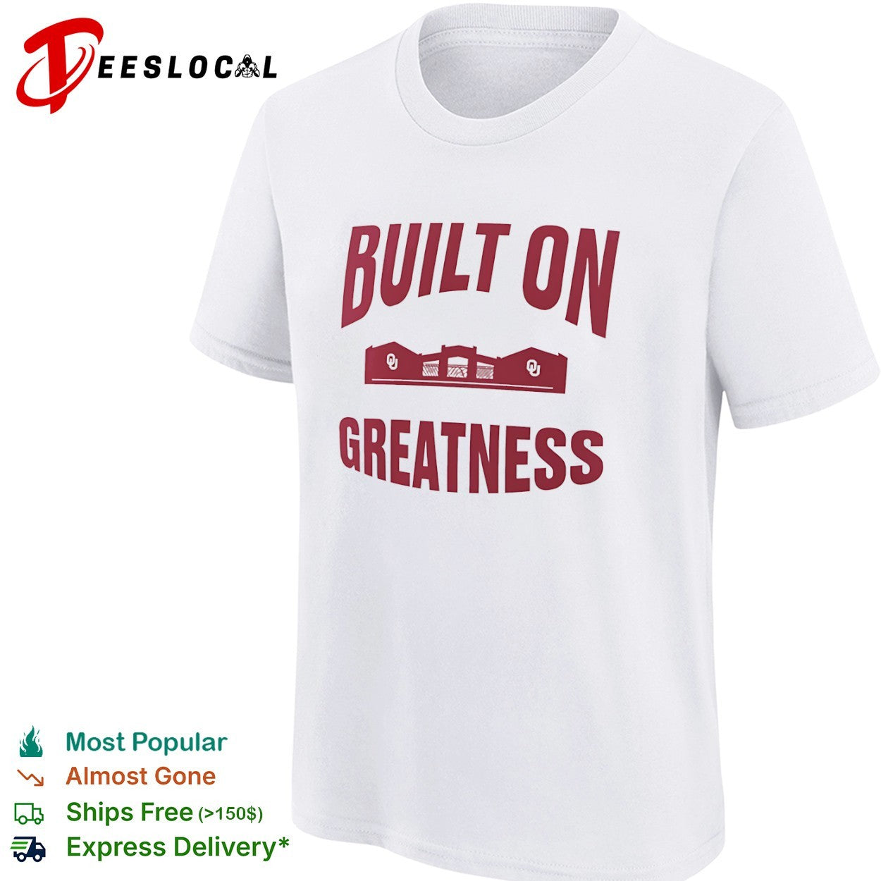 Oklahoma Sooners college stadium built on greatness shirt