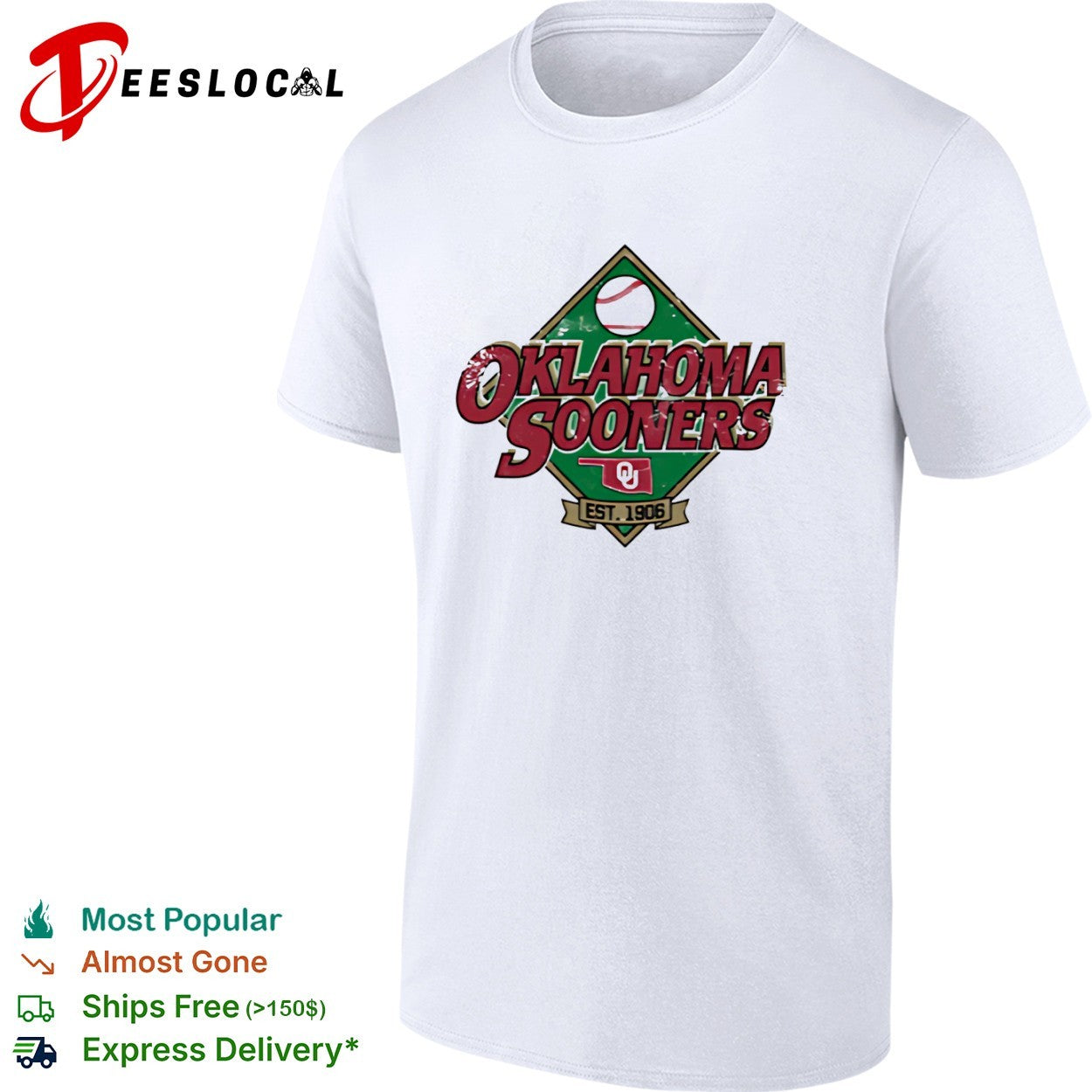 Oklahoma Sooners est 1906 baseball diamond logo shirt