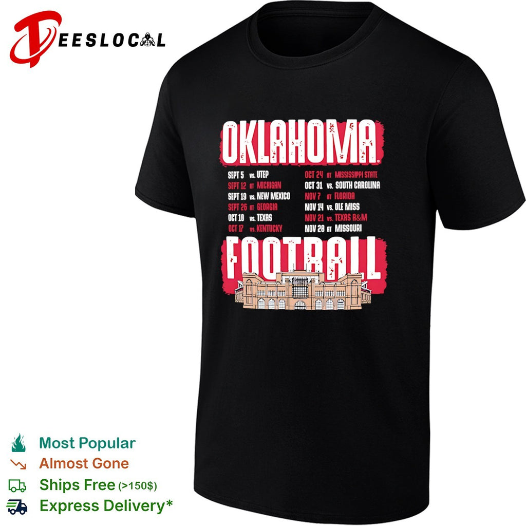 Oklahoma Sooners football schedule stadium shirt