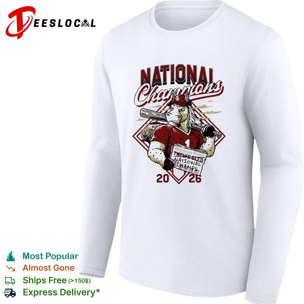 Oklahoma Sooners mascot national champions 2026 baseball shirt