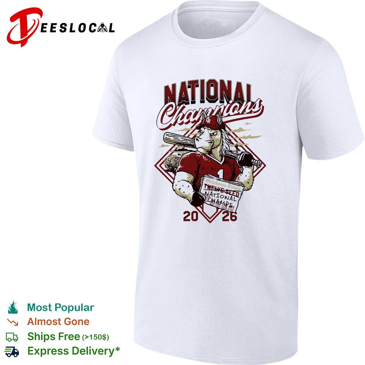 Oklahoma Sooners mascot national champions 2026 baseball shirt