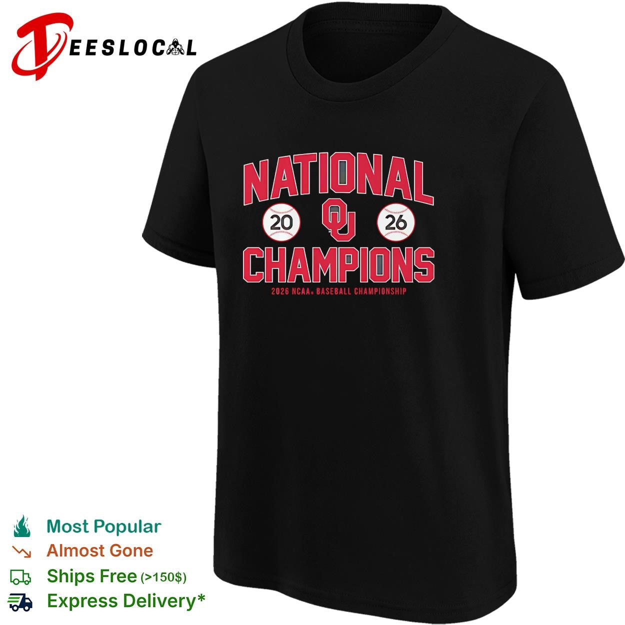 Oklahoma Sooners national champions 2026 NCAA baseball championship shirt