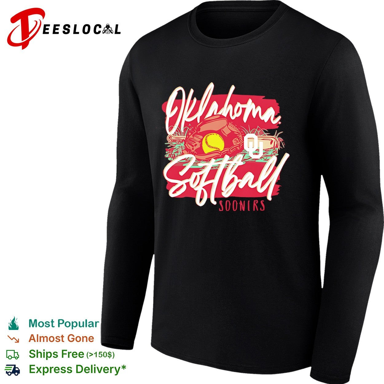 Oklahoma Sooners softball baseball glove OU logo shirt