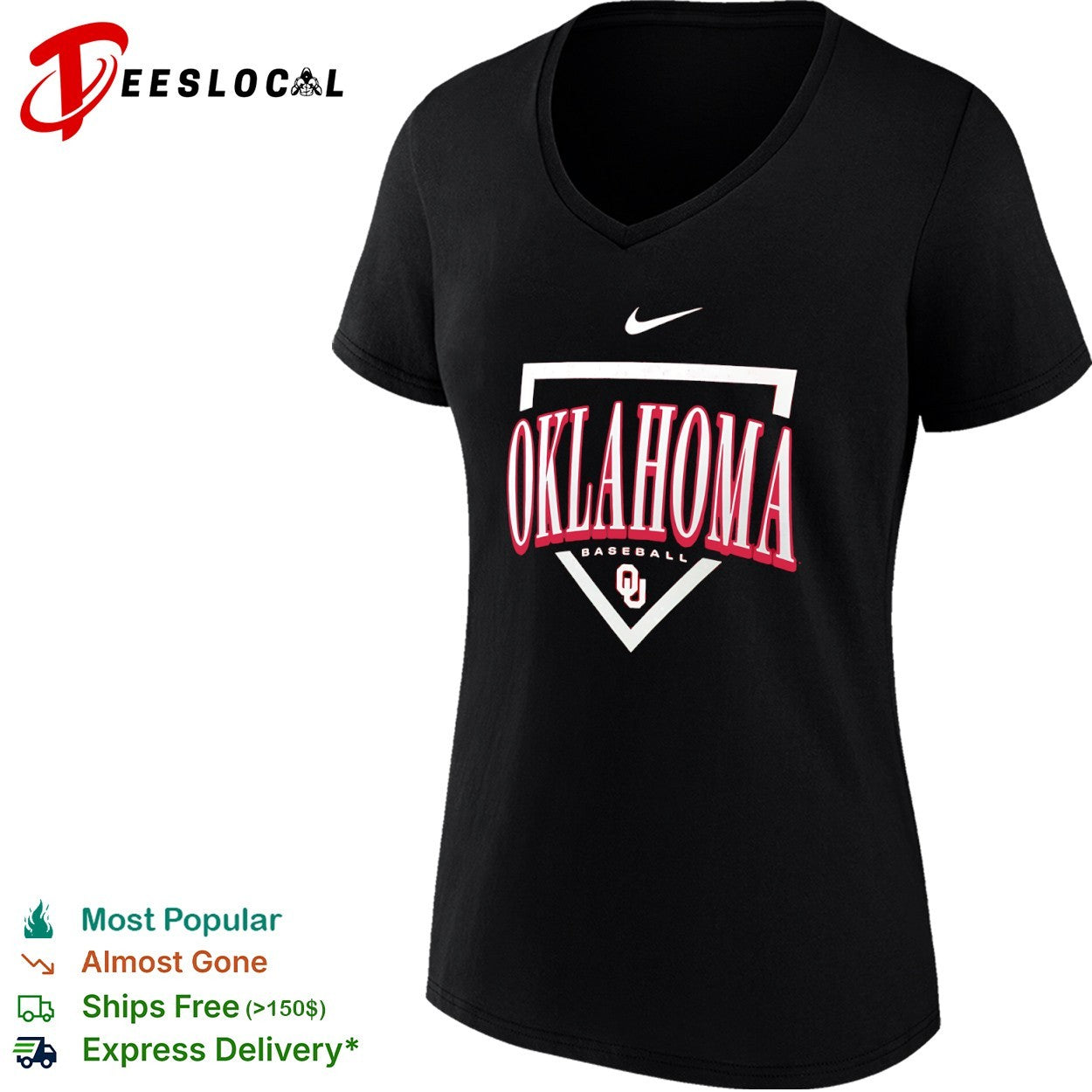 Oklahoma Sooners swoosh baseball shirt