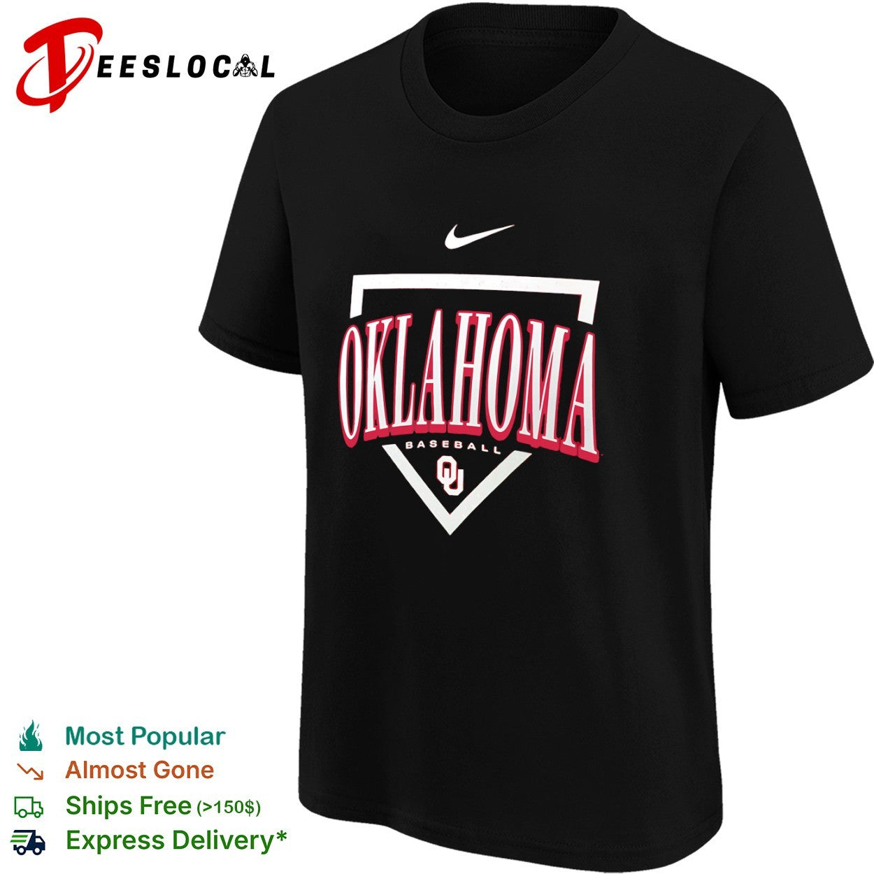 Oklahoma Sooners swoosh baseball shirt