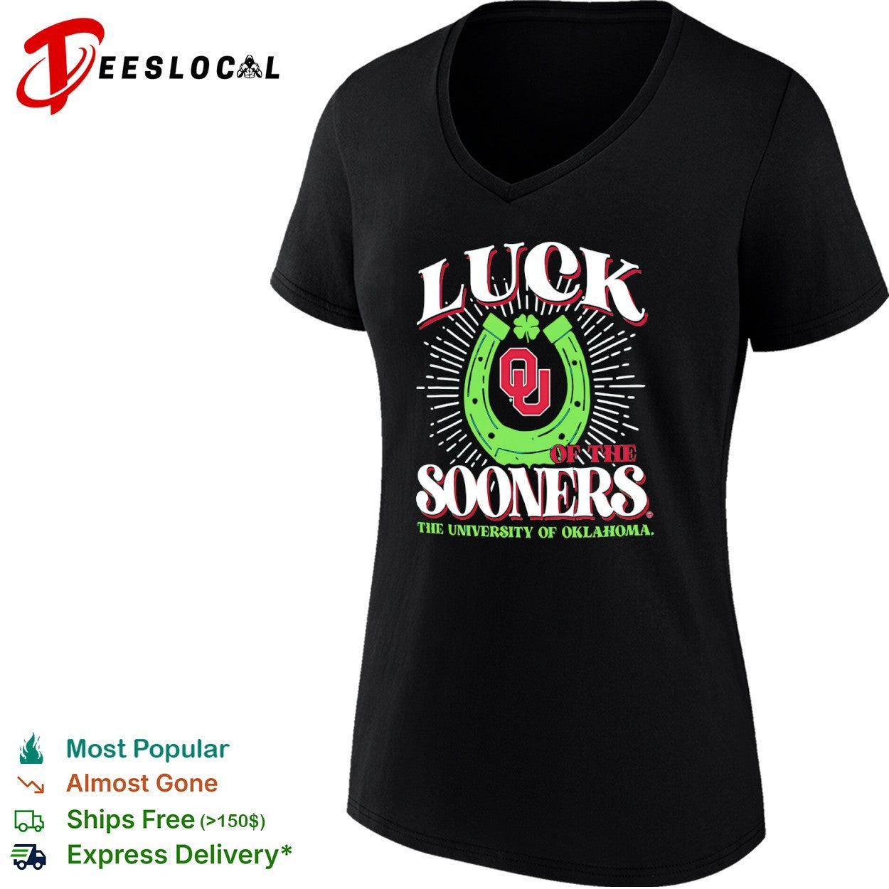Oklahoma Sooners university horseshoe luck of the shirt