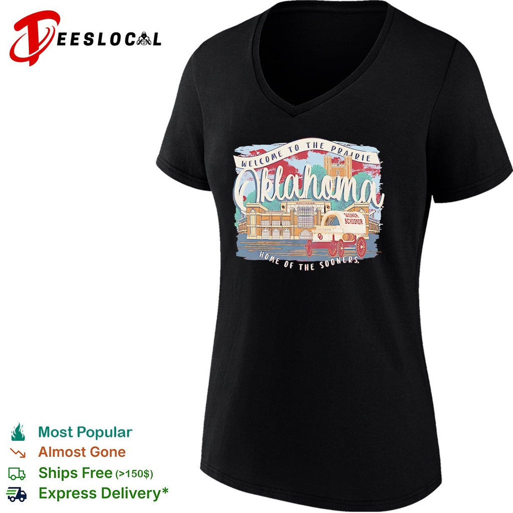 Oklahoma Sooners welcome to the prairie home of the stadium wagon shirt