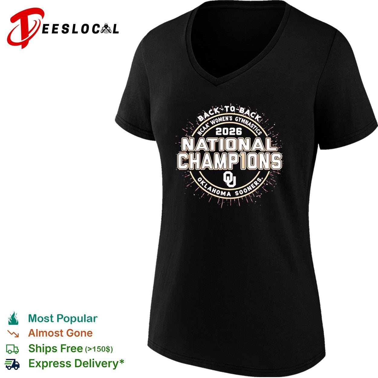 Oklahoma Sooners women’s gymnastics 2026 National Champions back to back shirt