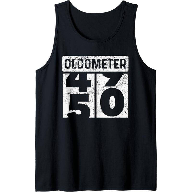 Oldometer Odometer Funny 50th Birthday Gift 50 yrs Old Joke Tank Top MADE IN USA T-Shirts, Hoodie, Sweatshirt | CiraTrend.com