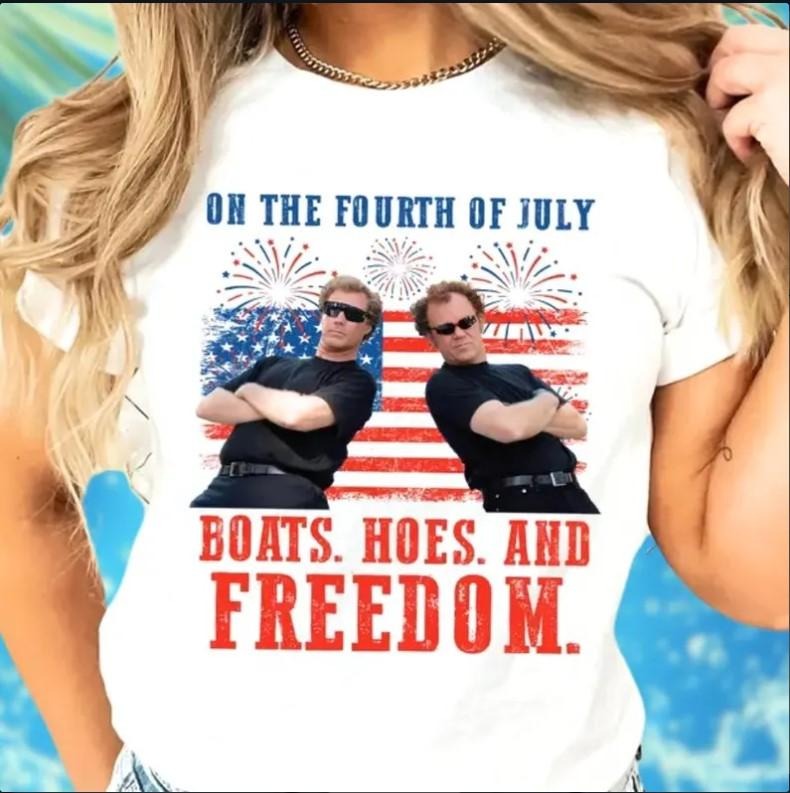 On The Fourth Of July Boats Hoes and Freedom Shirt, 4th Of July Shirt Hoodie, Sweatshirt | CiraTrend.com
