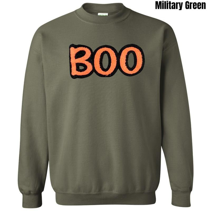Orange & Black BOO Fluffy Patch Sweatshirt T-Shirts, Hoodie | CiraTrend.com