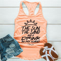 The Sun The Sand And A Drink In My Hand Apparel, Proudly Printed In The USA, Tee / Tank / V Neck Gray / White / Blue /...