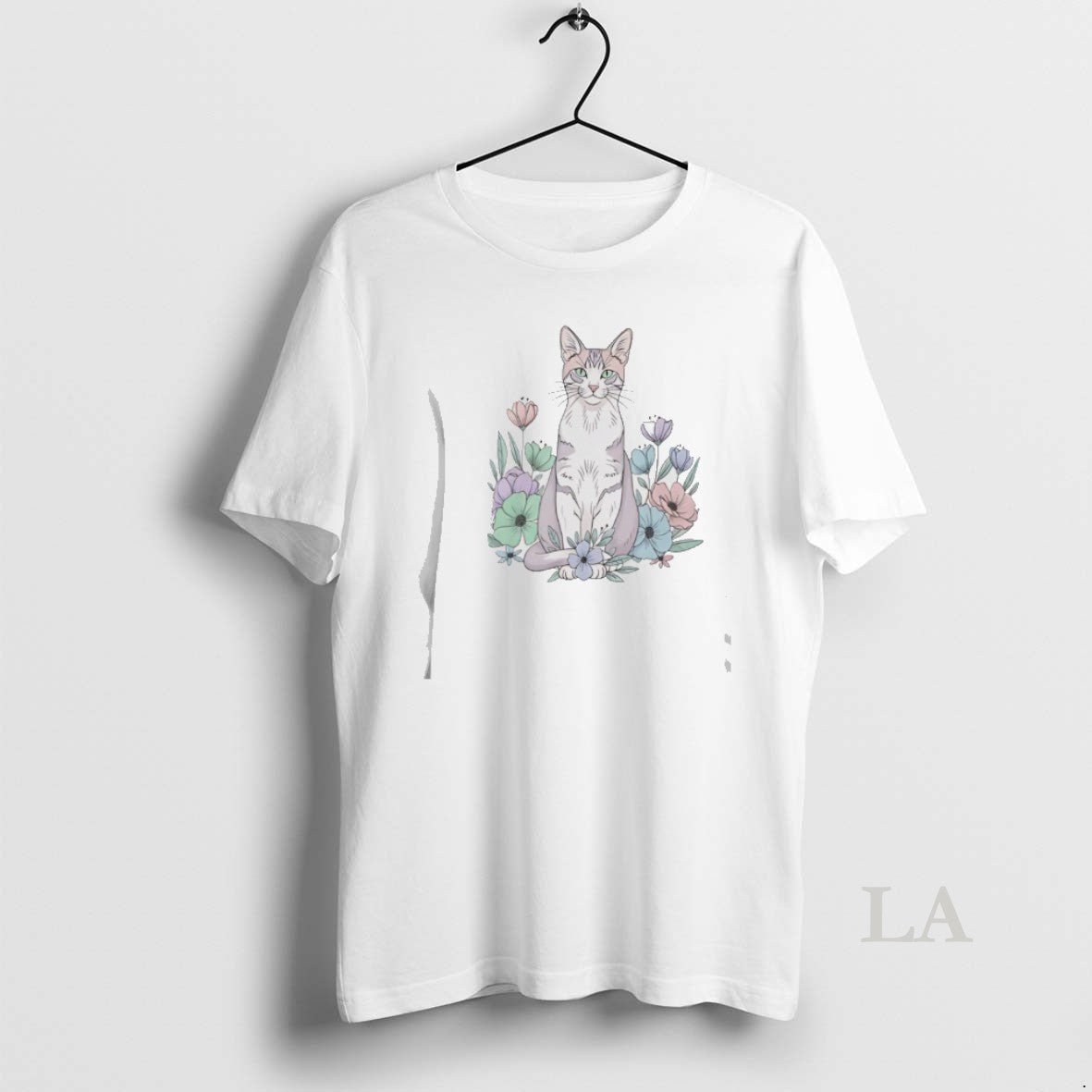 Original Cute Sitting Cat In Floral Garden Watercolor T-Shirts, Hoodie, Sweatshirt | CiraTrend.com