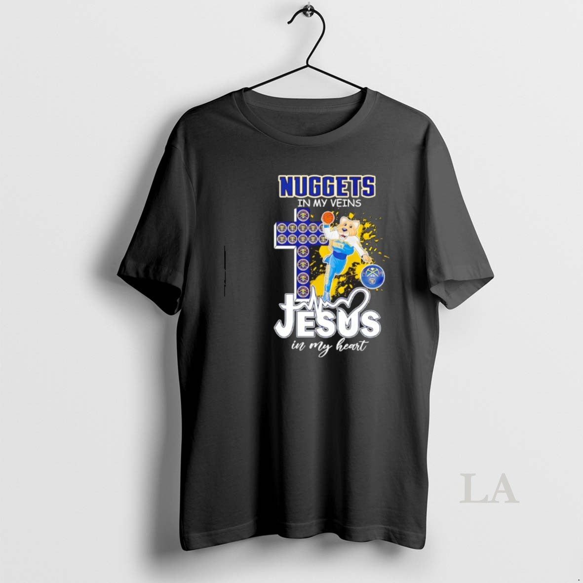 Original Denver Nuggets In My Veins Jesus In My Heart Mascot T-Shirts, Hoodie, Sweatshirt | CiraTrend.com