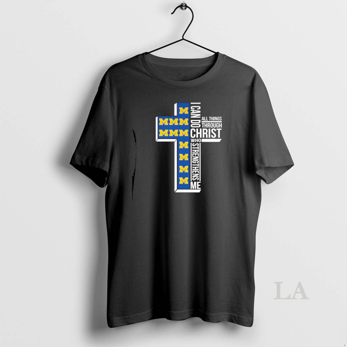 Original I Can Do All Things Through Christ Who Strengthens Me Michigan Wolverines Football Cross