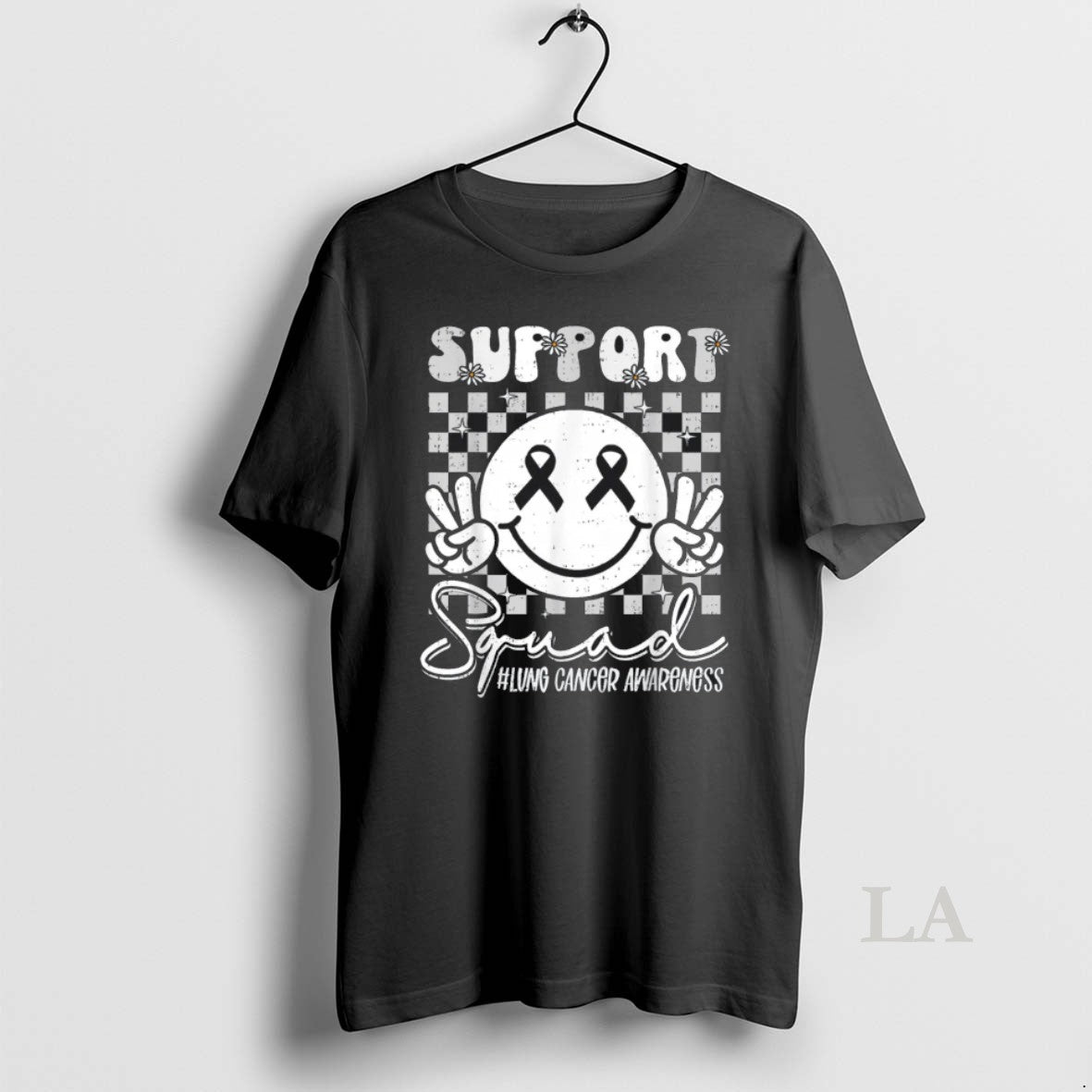 Original Support Lung Cancer Awareness Smile White Ribbon