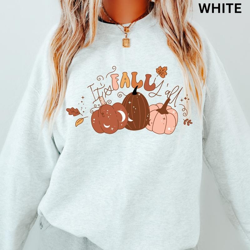 Oversized Fall Crewneck Sweatshirt, It's Fall Yall Crewneck, Retro Sweatshirt Graphic Oversized Halloween Graphic...