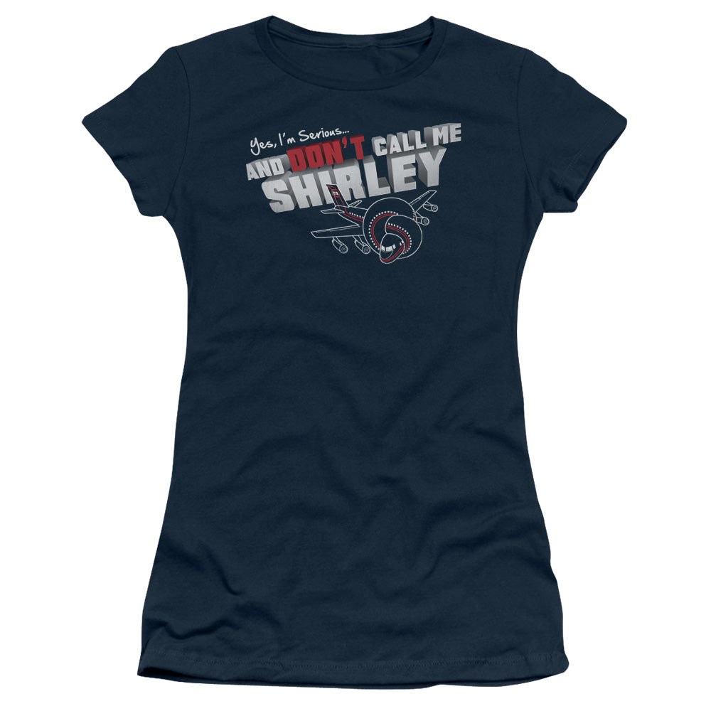 Airplane! Don't Call Me Shirley Junior Sheer Cap Sleeve Womens T Shirt Navy Blue Hoodie, Sweatshirt | CiraTrend.com