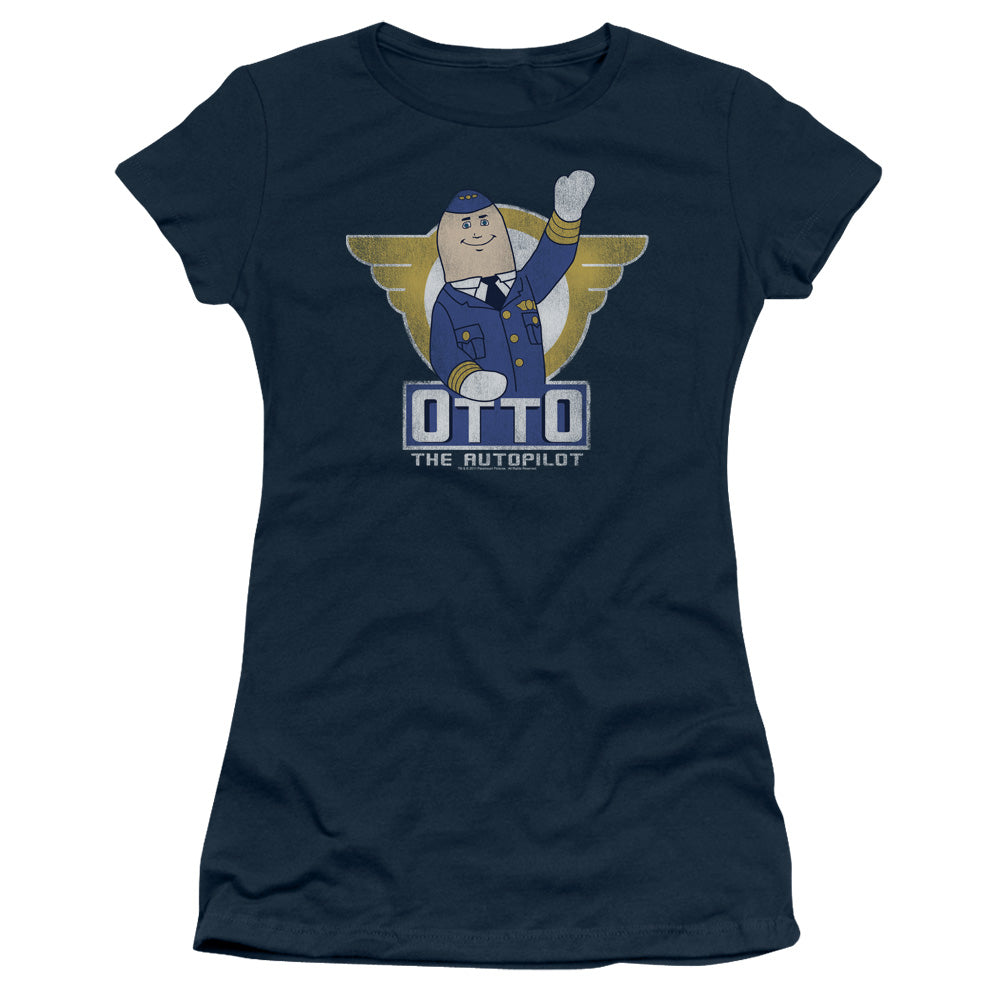 Airplane! OTTO The Autopilot Junior Sheer Cap Sleeve Womens T Shirt Navy Blue Hoodie, Sweatshirt | CiraTrend.com