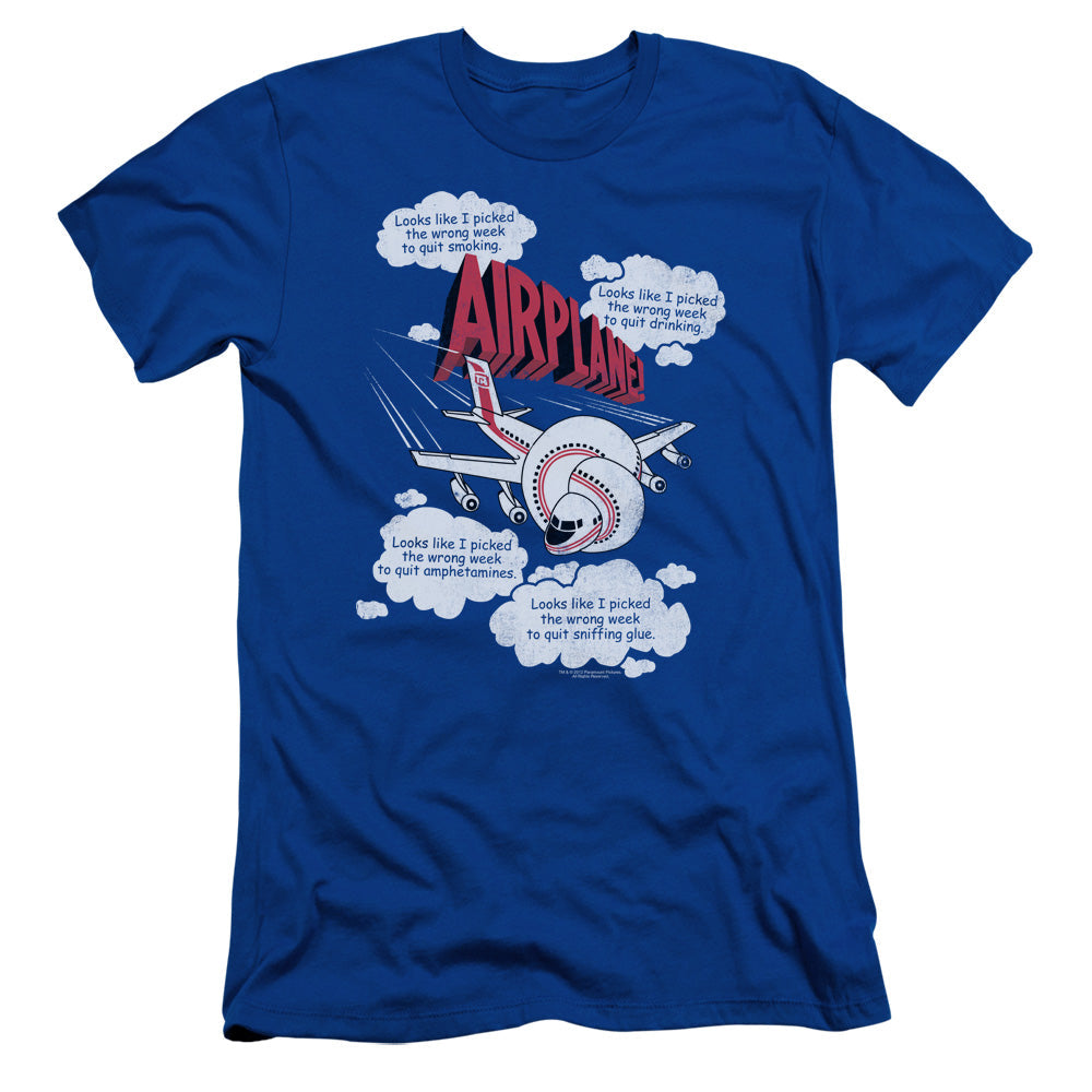 Airplane! Picked The Wrong Day Slim Fit Mens T Shirt Royal Blue Hoodie, Sweatshirt | CiraTrend.com