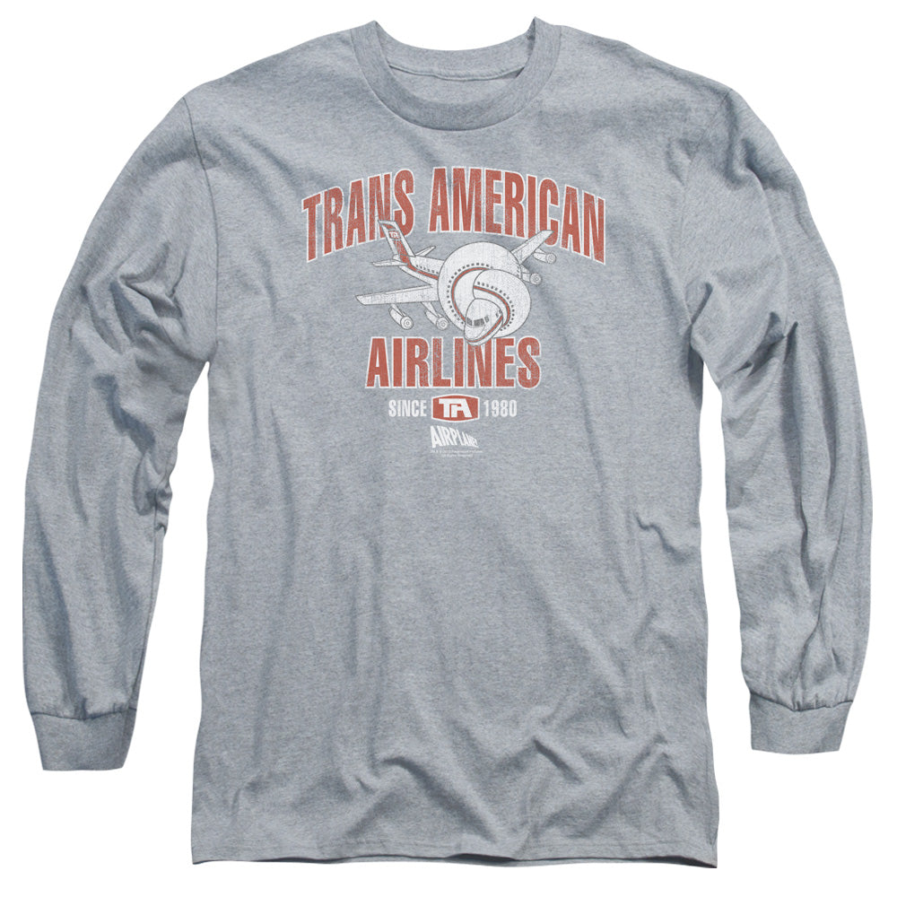 Airplane Trans American Mens Long Sleeve Shirt Athletic Heather Hoodie, Sweatshirt | CiraTrend.com (Image 2)