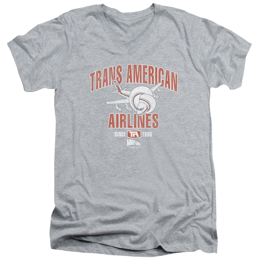 Airplane! Trans American Mens Slim Fit V-Neck T Shirt Athletic Heather Hoodie, Sweatshirt | CiraTrend.com