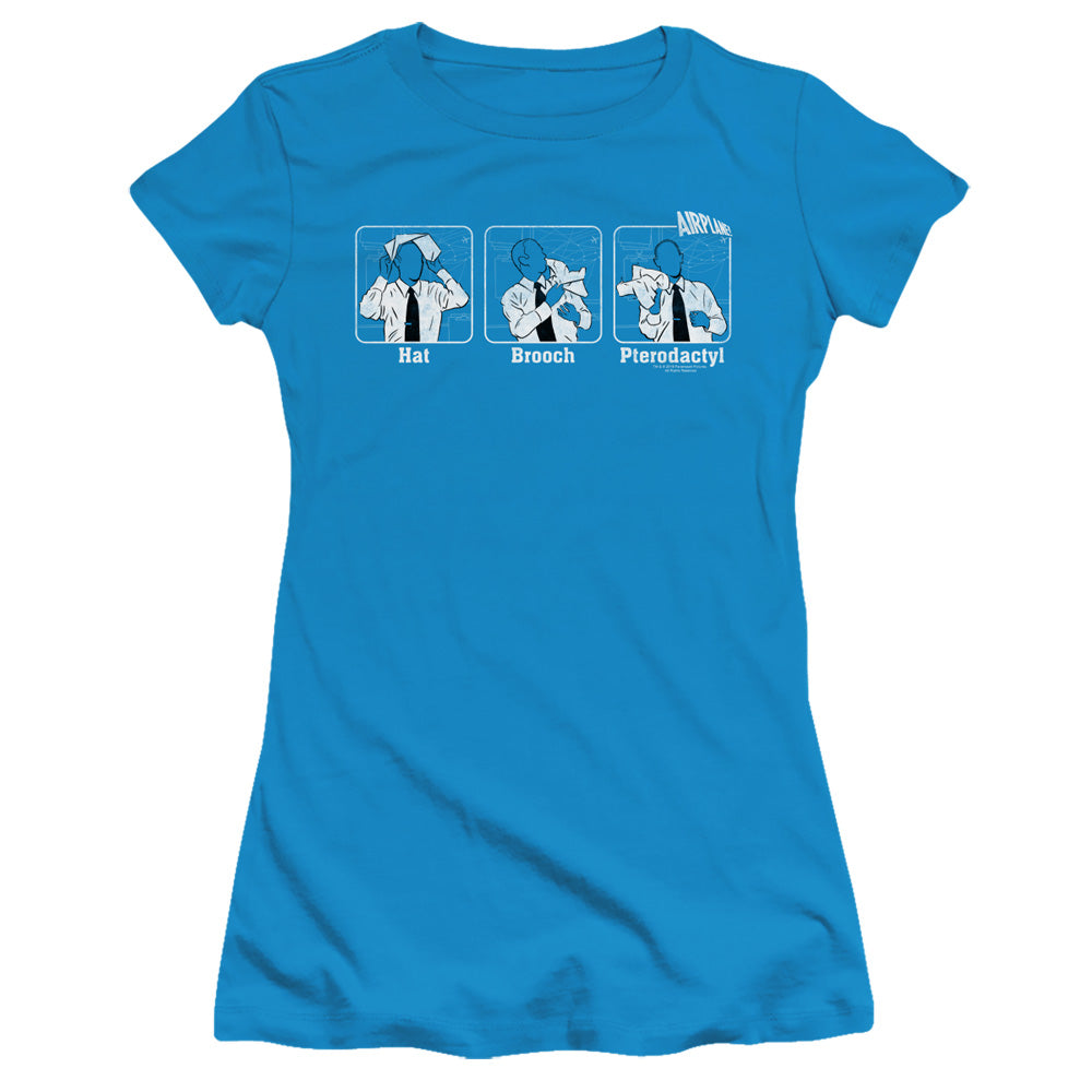 Airplane! Johnny Improv Junior Sheer Cap Sleeve Womens T Shirt Turquoise Hoodie, Sweatshirt | CiraTrend.com
