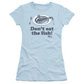 Airplane! Don't Eat The Fish Junior Sheer Cap Sleeve Womens T Shirt Light Blue Hoodie, Sweatshirt | CiraTrend.com