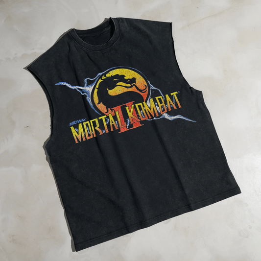 'MORTAL KOMBAT II' CUT-OFF 90s BLACK T-SHIRT