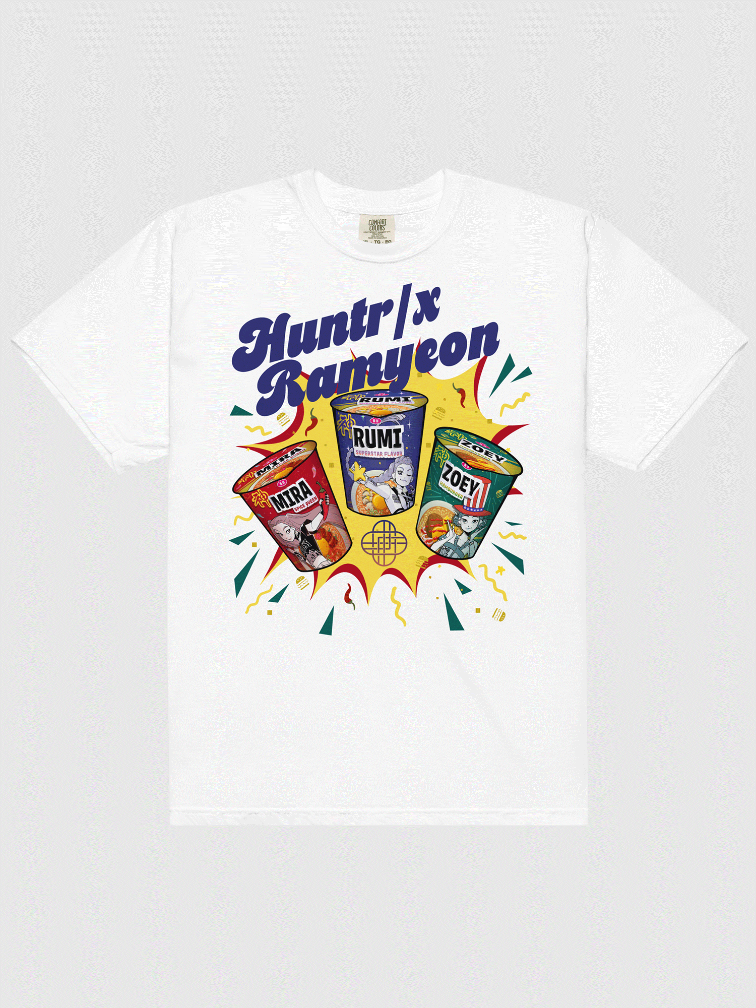 K-Pop Demon Hunters HUNTR/X Ramyeon Comfort Colors T-Shirt Hoodie, Sweatshirt | CiraTrend.com (Image 1)